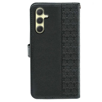 For Samsung Galaxy A55 5G Case Cubic Grid Imprint PU Leather Wallet Phone Cover