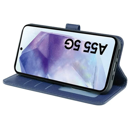 For Samsung Galaxy A55 5G Case Cubic Grid Imprint PU Leather Wallet Phone Cover