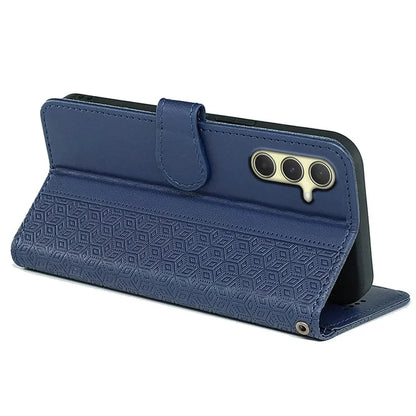 For Samsung Galaxy A55 5G Case Cubic Grid Imprint PU Leather Wallet Phone Cover