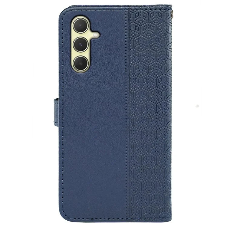 For Samsung Galaxy A55 5G Case Cubic Grid Imprint PU Leather Wallet Phone Cover