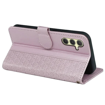 For Samsung Galaxy A55 5G Case Cubic Grid Imprint PU Leather Wallet Phone Cover