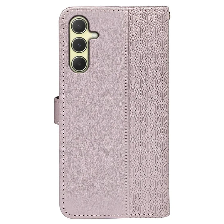For Samsung Galaxy A55 5G Case Cubic Grid Imprint PU Leather Wallet Phone Cover