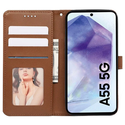 For Samsung Galaxy A55 5G Case Cubic Grid Imprint PU Leather Wallet Phone Cover