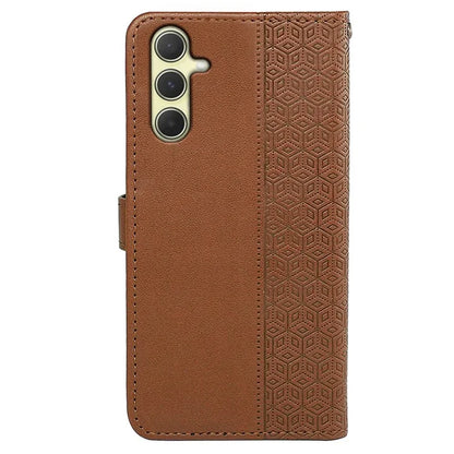 For Samsung Galaxy A55 5G Case Cubic Grid Imprint PU Leather Wallet Phone Cover
