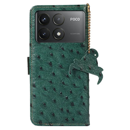 For Xiaomi Poco F6 Pro 5G / Redmi K70 5G / K70 Pro 5G Wallet Case RFID Blocking Ostrich Texture Genuine Cow Leather Phone Cover