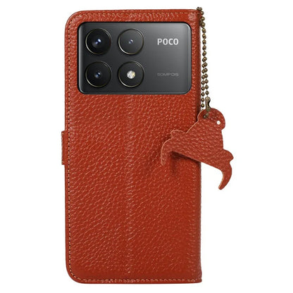 For Xiaomi Poco F6 Pro 5G / Redmi K70 5G / K70 Pro 5G Case RFID Blocking Genuine Cow Leather Phone Cover