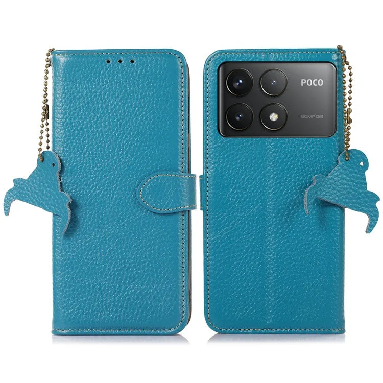 For Xiaomi Poco F6 Pro 5G / Redmi K70 5G / K70 Pro 5G Case RFID Blocking Genuine Cow Leather Phone Cover