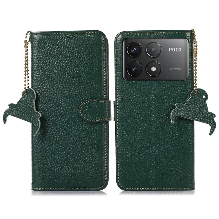 For Xiaomi Poco F6 Pro 5G / Redmi K70 5G / K70 Pro 5G Case RFID Blocking Genuine Cow Leather Phone Cover