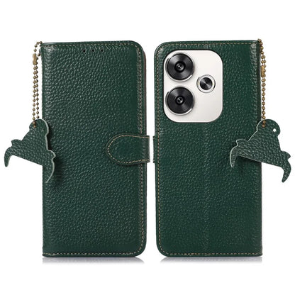 For Xiaomi Poco F6 5G / Redmi Turbo 3 5G Wallet Phone Case RFID Blocking Genuine Cow Leather Cover