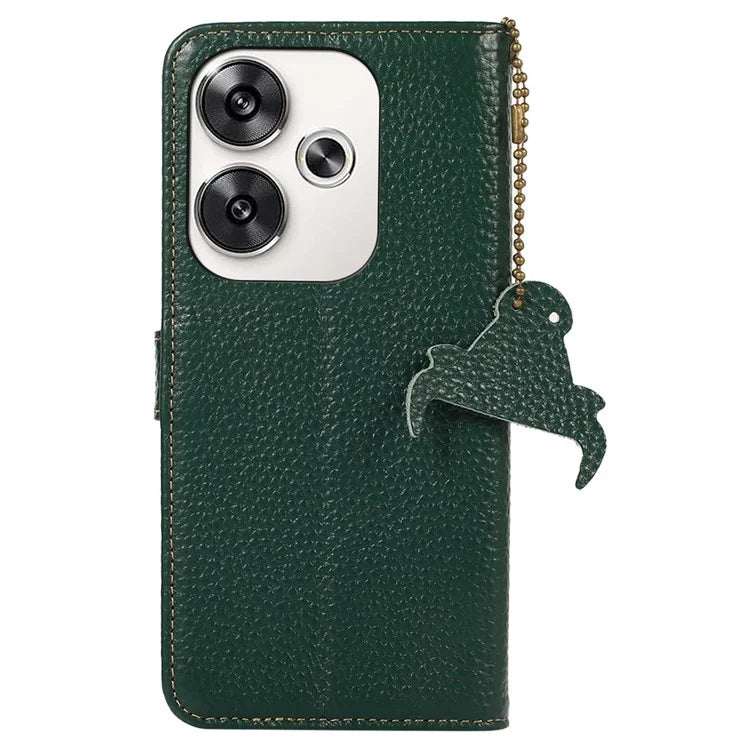 For Xiaomi Poco F6 5G / Redmi Turbo 3 5G Wallet Phone Case RFID Blocking Genuine Cow Leather Cover