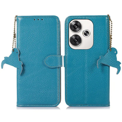 For Xiaomi Poco F6 5G / Redmi Turbo 3 5G Wallet Phone Case RFID Blocking Genuine Cow Leather Cover