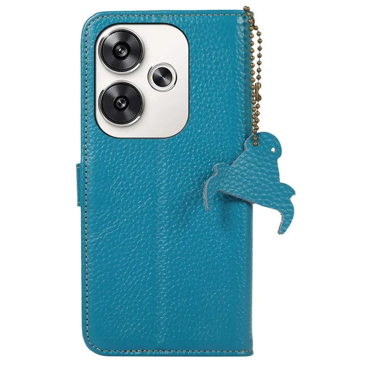 For Xiaomi Poco F6 5G / Redmi Turbo 3 5G Wallet Phone Case RFID Blocking Genuine Cow Leather Cover