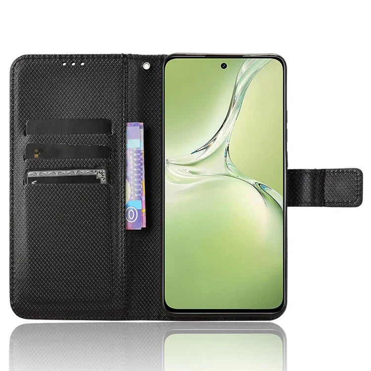 For Oppo K12x 5G / OnePlus Nord CE4 Lite 5G Case Diamond Texture Leather Phone Cover