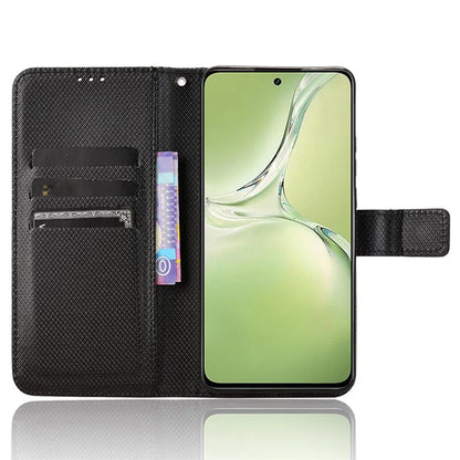 For Oppo K12x 5G / OnePlus Nord CE4 Lite 5G Case Diamond Texture Leather Phone Cover