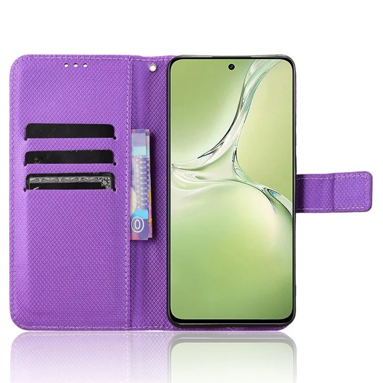 For Oppo K12x 5G / OnePlus Nord CE4 Lite 5G Case Diamond Texture Leather Phone Cover