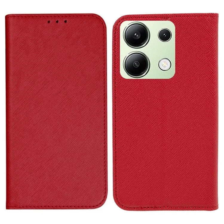For Xiaomi Redmi Note 13 4G Wallet Case Cross Texture Leather Flip Phone Cover