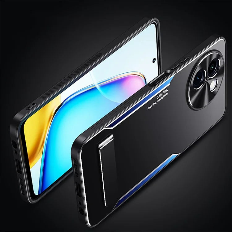 For vivo Y200i 5G Case Aluminum Alloy + TPU Shockproof Phone Cover with Kickstand