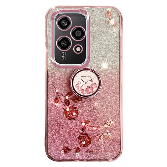 KADEM For Honor 200 Lite Case with Ring Holder Flowers Design TPU Shiny Phone Cover