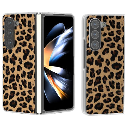 For Samsung Galaxy Z Fold6 5G Case Leather+PC Non-Slip Phone Cover Leopard Pattern