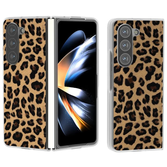 For Samsung Galaxy Z Fold6 5G Case Leather+PC Non-Slip Phone Cover Leopard Pattern