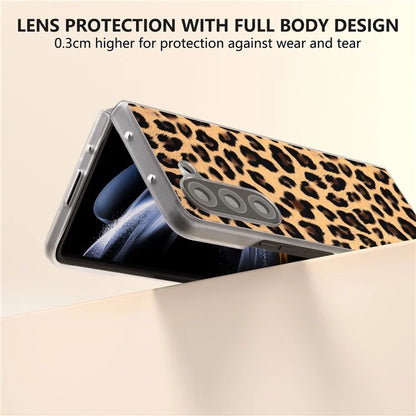 For Samsung Galaxy Z Fold6 5G Case Leather+PC Non-Slip Phone Cover Leopard Pattern