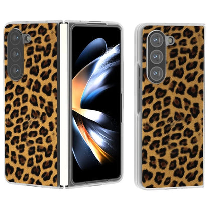 For Samsung Galaxy Z Fold6 5G Case Leather+PC Non-Slip Phone Cover Leopard Pattern