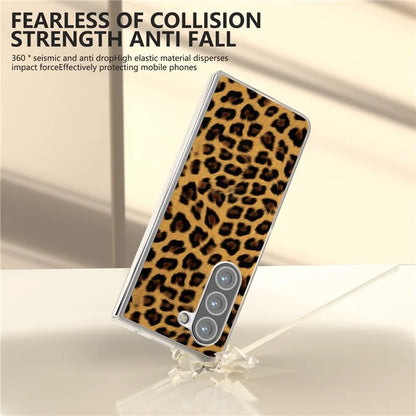 For Samsung Galaxy Z Fold6 5G Case Leather+PC Non-Slip Phone Cover Leopard Pattern