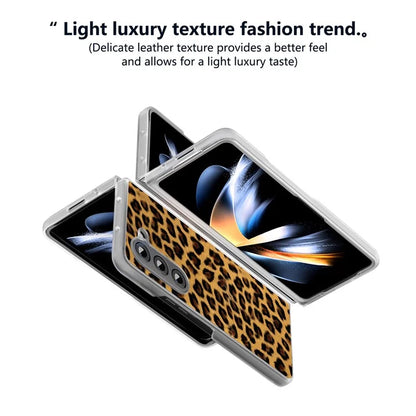 For Samsung Galaxy Z Fold6 5G Case Leather+PC Non-Slip Phone Cover Leopard Pattern