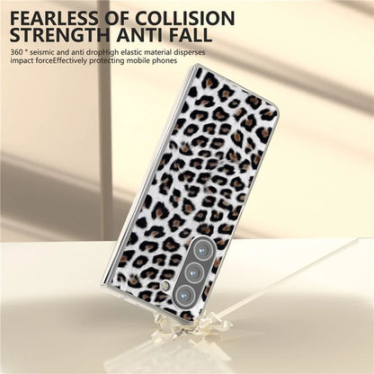 For Samsung Galaxy Z Fold6 5G Case Leather+PC Non-Slip Phone Cover Leopard Pattern