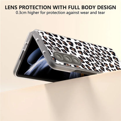 For Samsung Galaxy Z Fold6 5G Case Leather+PC Non-Slip Phone Cover Leopard Pattern