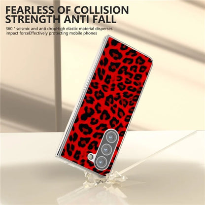 For Samsung Galaxy Z Fold6 5G Case Leather+PC Non-Slip Phone Cover Leopard Pattern