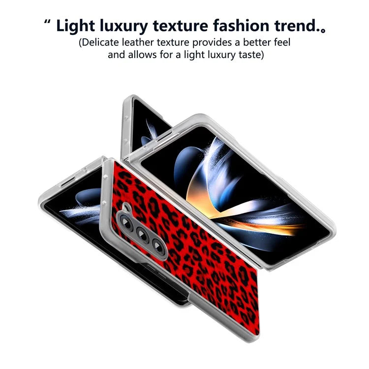 For Samsung Galaxy Z Fold6 5G Case Leather+PC Non-Slip Phone Cover Leopard Pattern