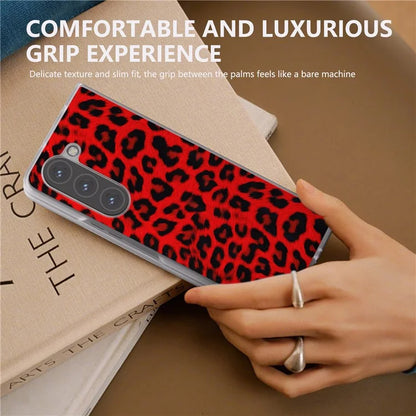 For Samsung Galaxy Z Fold6 5G Case Leather+PC Non-Slip Phone Cover Leopard Pattern