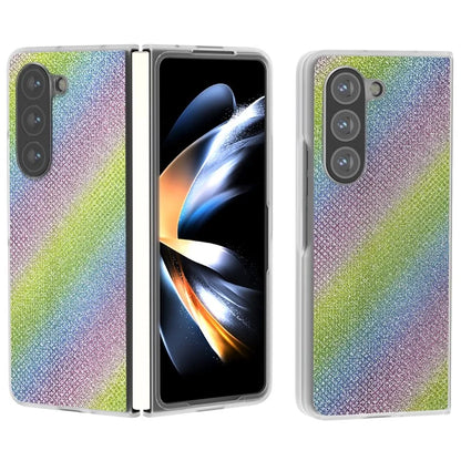 For Samsung Galaxy Z Fold6 5G Case Leather+PC Phone Cover Rhinestone Texture