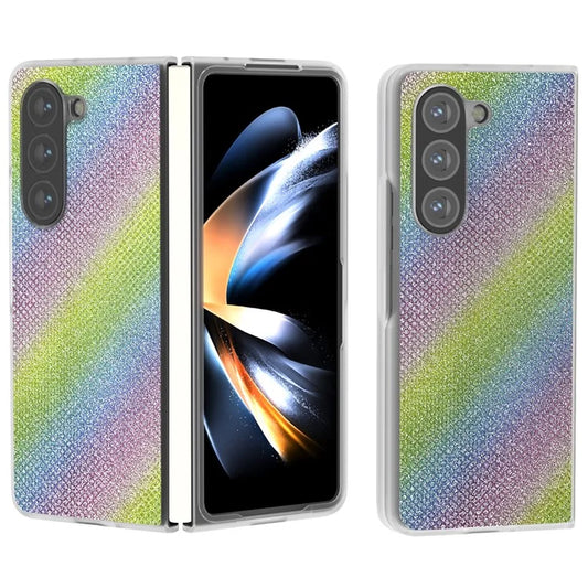 For Samsung Galaxy Z Fold6 5G Case Leather+PC Phone Cover Rhinestone Texture