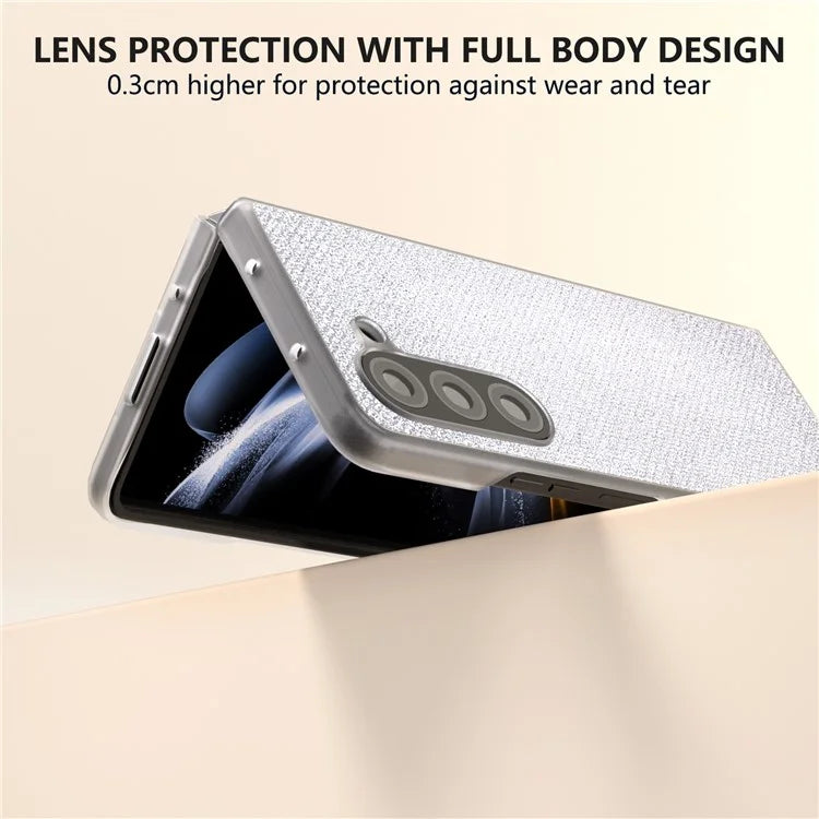 For Samsung Galaxy Z Fold6 5G Case Leather+PC Phone Cover Rhinestone Texture