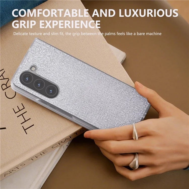 For Samsung Galaxy Z Fold6 5G Case Leather+PC Phone Cover Rhinestone Texture