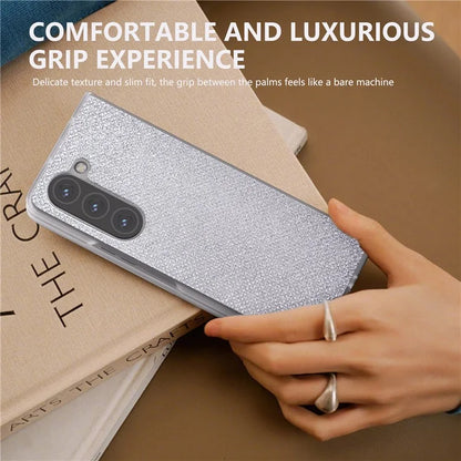 For Samsung Galaxy Z Fold6 5G Case Leather+PC Phone Cover Rhinestone Texture