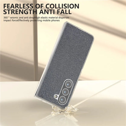 For Samsung Galaxy Z Fold6 5G Case Leather+PC Phone Cover Rhinestone Texture