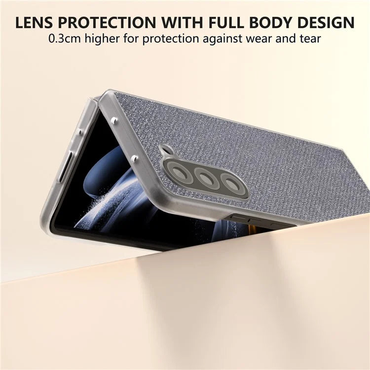 For Samsung Galaxy Z Fold6 5G Case Leather+PC Phone Cover Rhinestone Texture