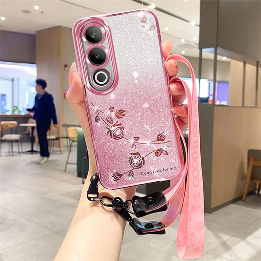 KADEM For OnePlus Ace 3V 5G Case Gradient Glitter TPU Phone Cover with Lanyard