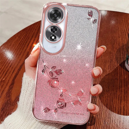 KADEM For Oppo A60 4G TPU Case Rhinestone Decor Phone Cover Flower Pattern