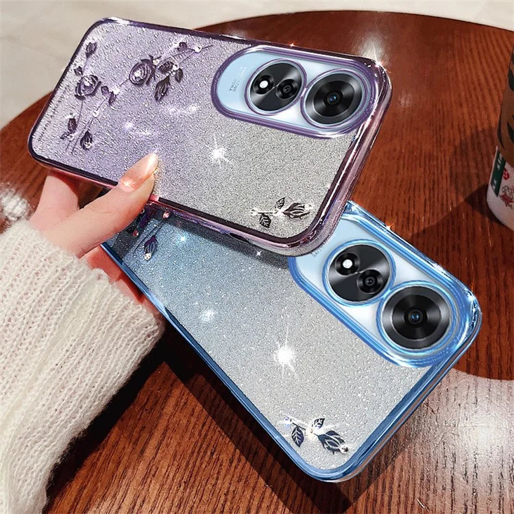 KADEM For Oppo A60 4G TPU Case Rhinestone Decor Phone Cover Flower Pattern