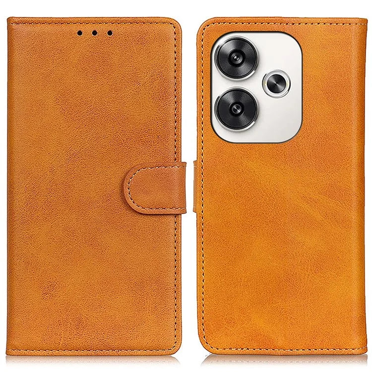 For Xiaomi Poco F6 5G / Redmi Turbo 3 5G Wallet Case Cowhide Texture Anti-Drop Leather Phone Cover