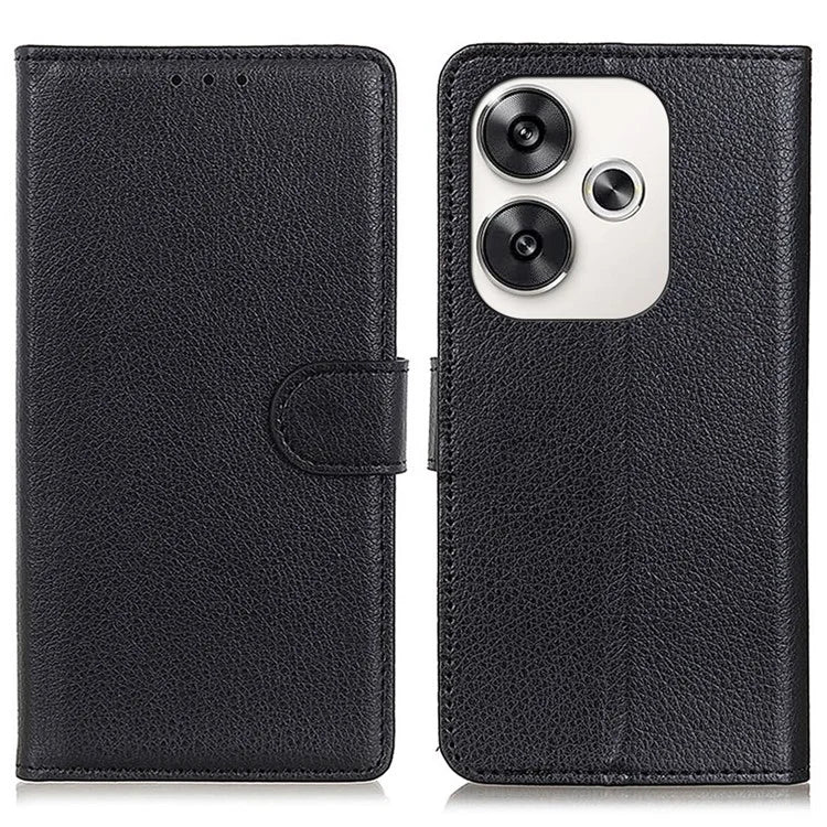 For Xiaomi Poco F6 5G / Redmi Turbo 3 5G Case Wallet Litchi Grain Leather Phone Cover