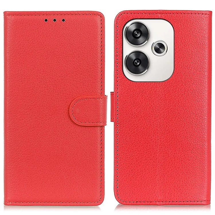 For Xiaomi Poco F6 5G / Redmi Turbo 3 5G Case Wallet Litchi Grain Leather Phone Cover