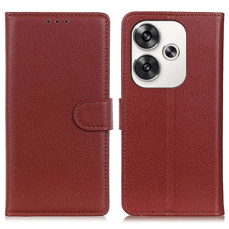 For Xiaomi Poco F6 5G / Redmi Turbo 3 5G Case Wallet Litchi Grain Leather Phone Cover