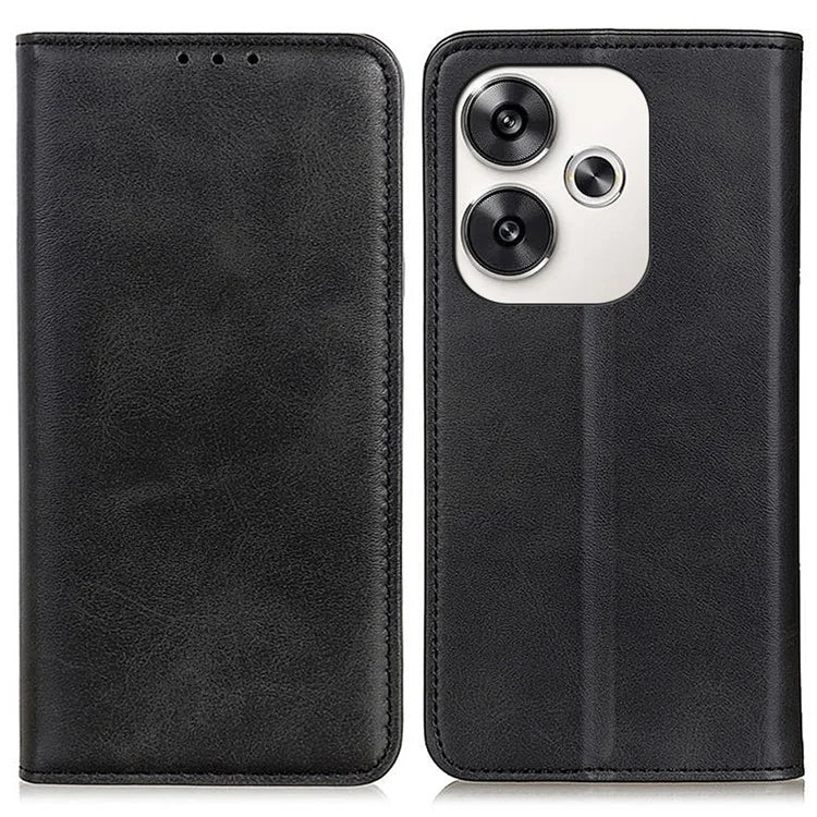 For Xiaomi Poco F6 5G / Redmi Turbo 3 5G Protective Case Split Leather Magnetic Closing Wallet Phone Shell