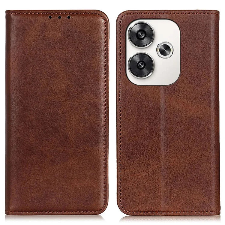 For Xiaomi Poco F6 5G / Redmi Turbo 3 5G Protective Case Split Leather Magnetic Closing Wallet Phone Shell