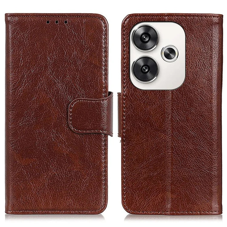For Xiaomi Poco F6 5G / Turbo 3 5G Case Nappa Texture Split Leather Folio Flip Phone Cover with Wallet